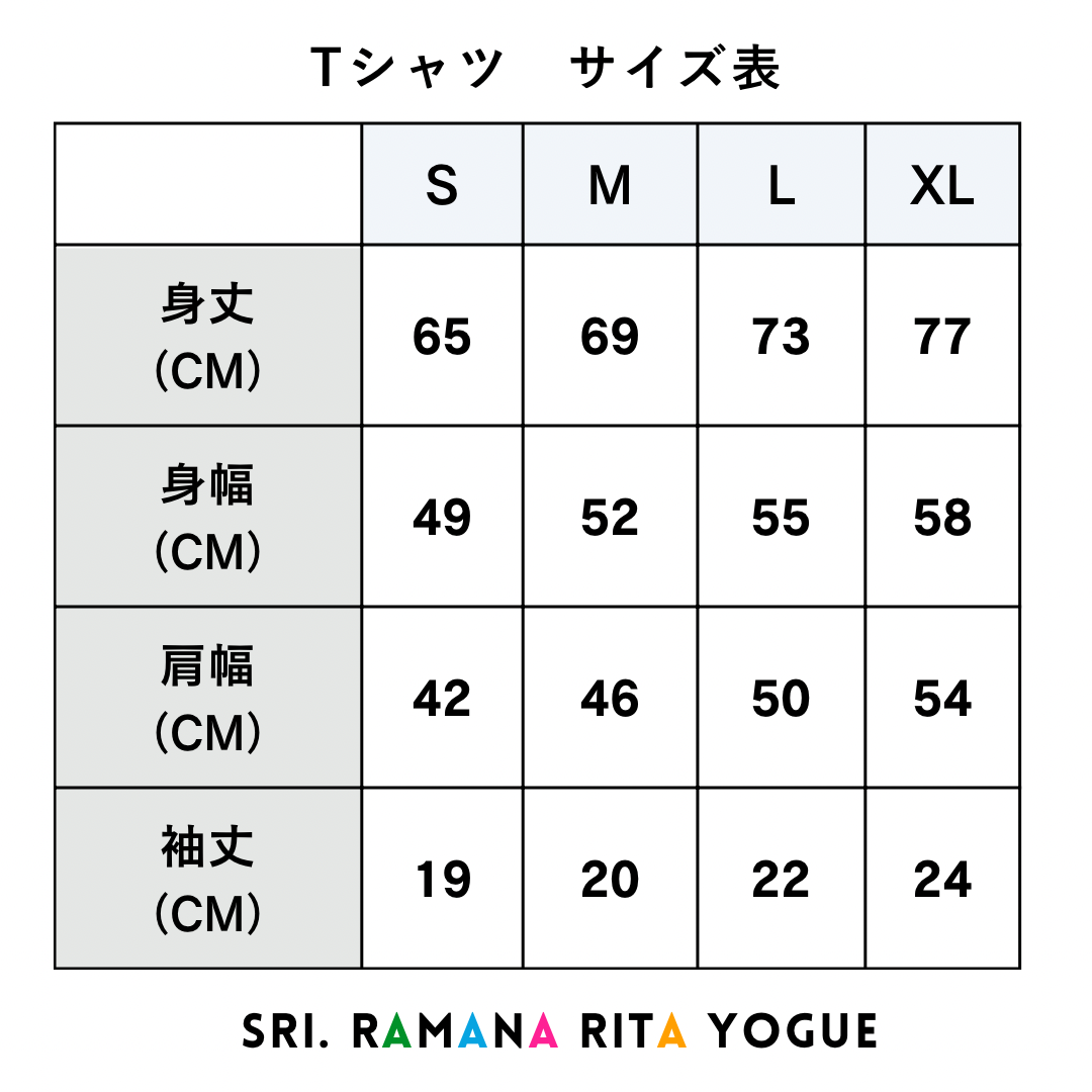 SRI.RAMANA.RITA.YOGUE ADHOMUKHA SVANASANA /ダウンドッグ Tシャツ(ネイビー×ベージュ)