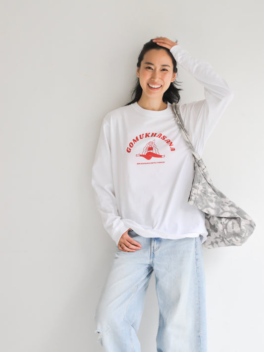 SRI.RAMANA.RITA.YOGUE GOMUKHASANA ゴームカーサナ/牛の顔のポーズ(白×赤)