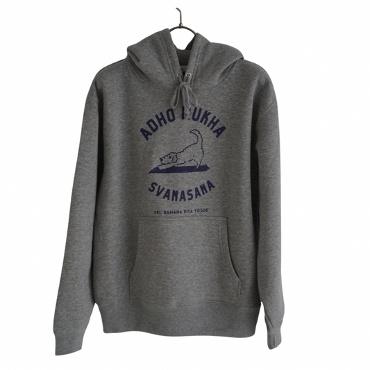 SRI.RAMANA.RITA.YOGUE/ADHO MUKHA SVANASANA パーカー(グレー×ネイビー)