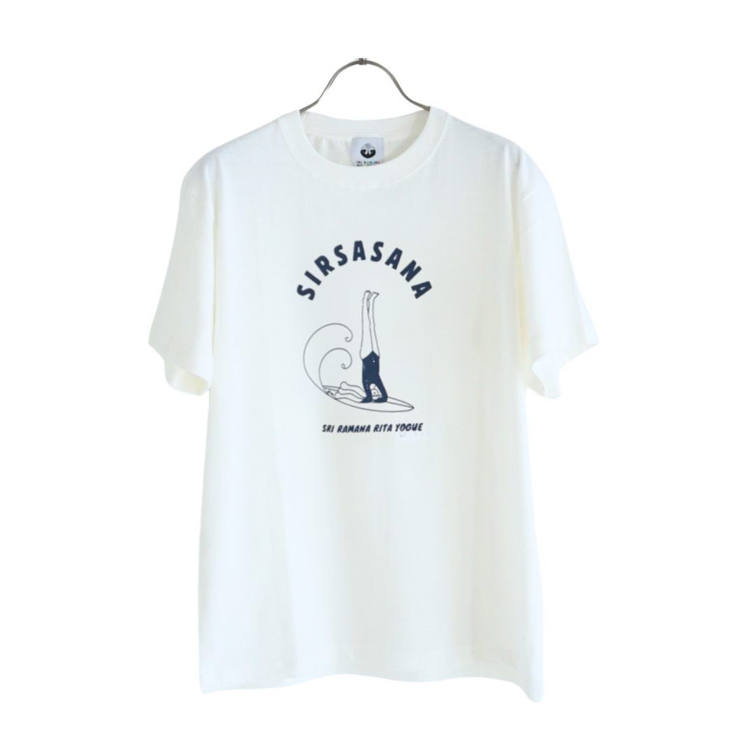 SRI.RAMANA.RITA.YOGUE SIRSASANA Tシャツ(オフホワイト×ネイビー)