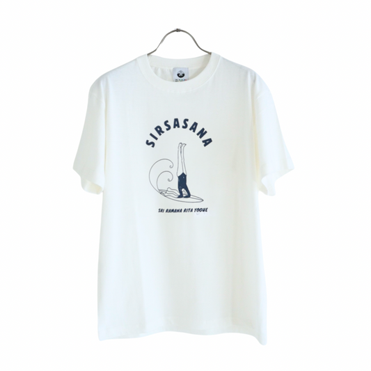SRI.RAMANA.RITA.YOGUE SIRSASANA Tシャツ(オフホワイト×ネイビー)