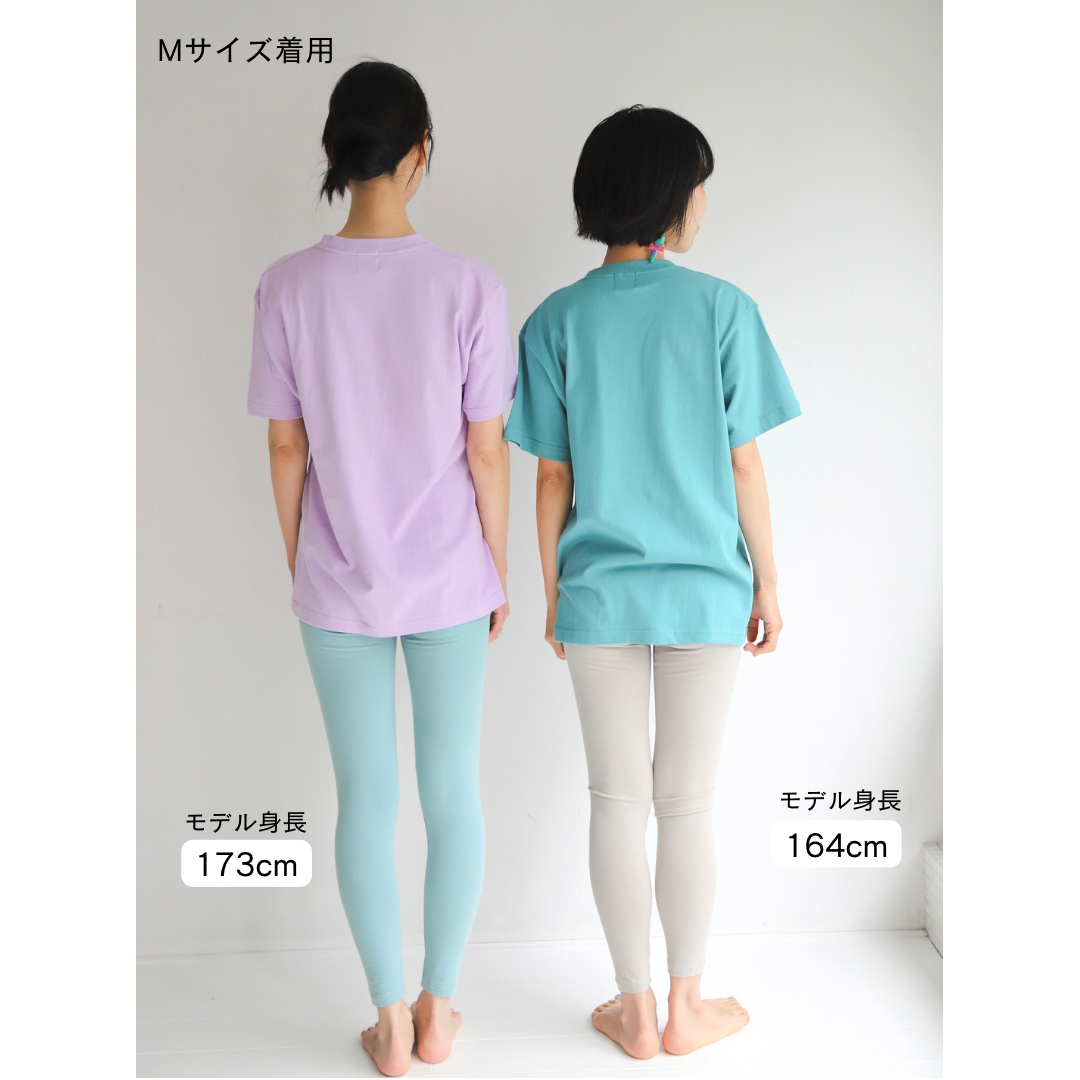 SRI.RAMANA.RITA.YOGUE  GOMUKHASANA　ゴームカーサナ／牛の顔のポーズ　Tシャツ(ビーチグリーン×イエロー））