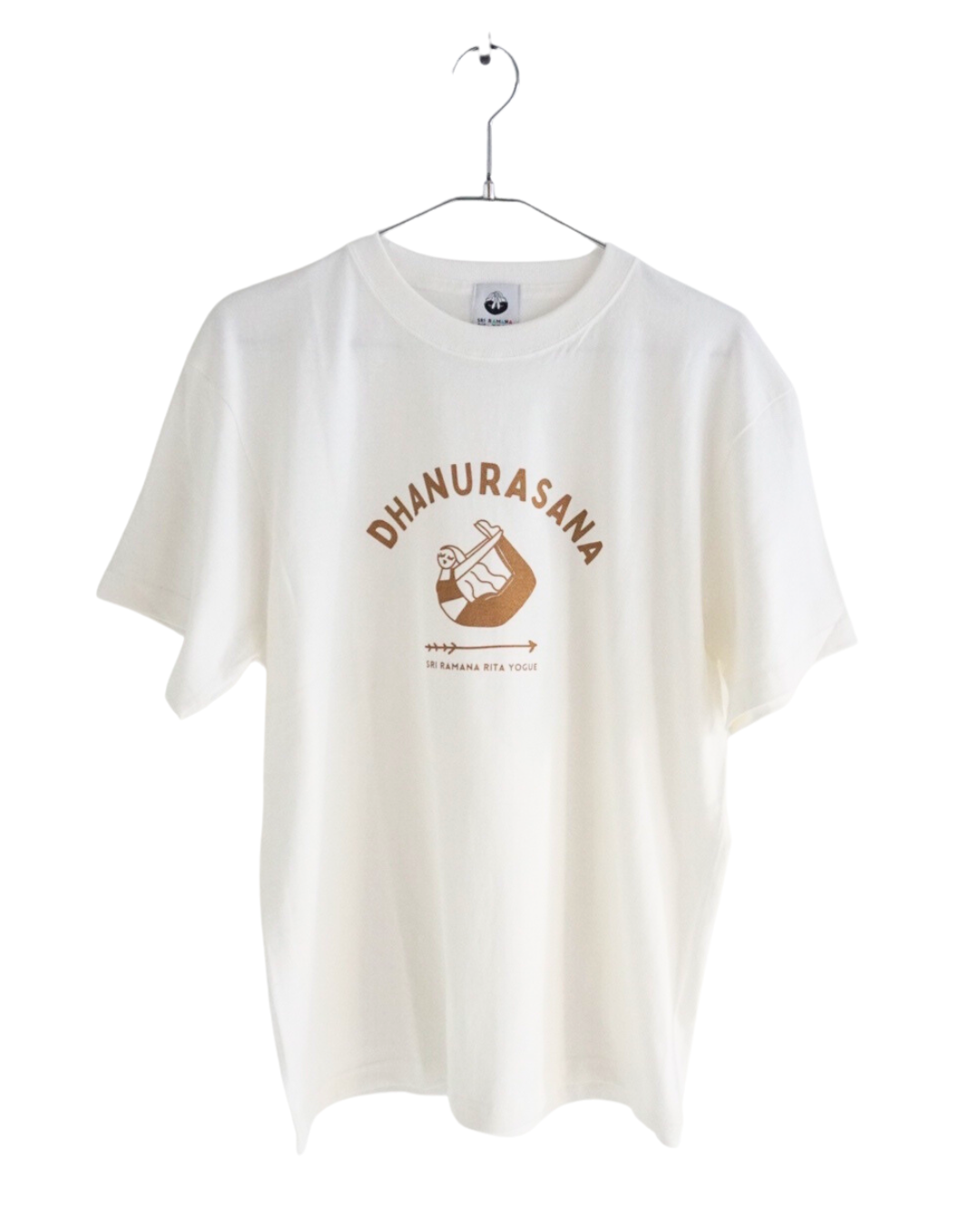 SRI.RAMANA.RITA.YOGUE 　DHANURASANA ／ダヌラーサナ　Tシャツ（白×ゴールド）