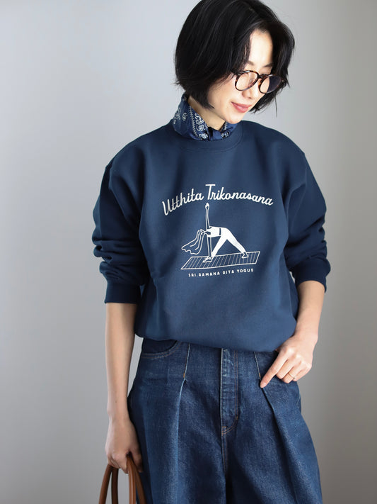 SRI.RAMANA RITA YOGUE  Utthita Trikonasana ライトスウェット（ネイビー×ベージュ）