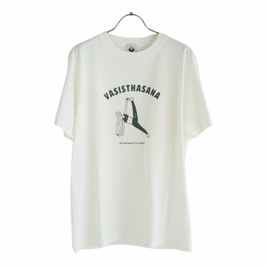 SRI.RAMANA.RITA.YOGUE  VASISTHASANA Tシャツ（オフホワイト×ディープモスグリーン）