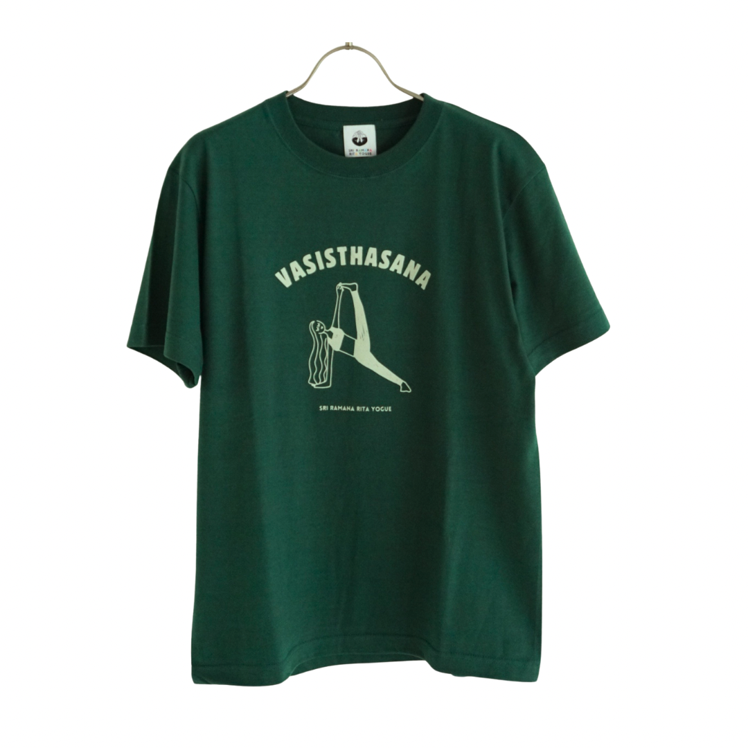 SRI.RAMANA.RITA.YOGUE  VASISTHASANA Tシャツ（グリーン×セージグリーン）