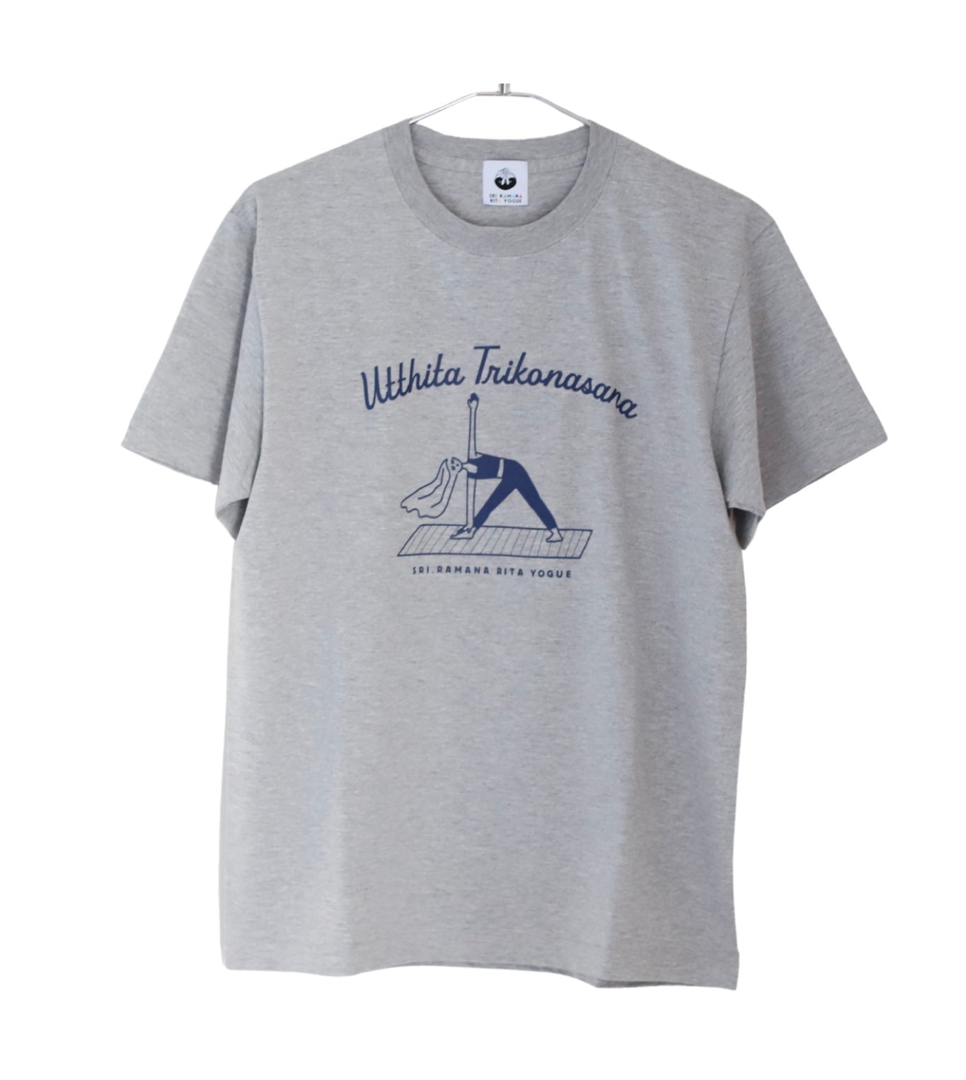 SRI.RAMANA.RITA.YOGUE Utthita Trikonasana Tシャツ（ライトグレー×ネイビー）